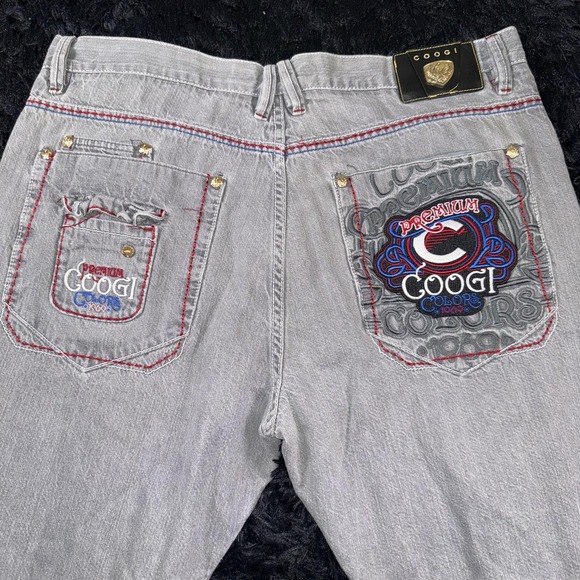 Coogi Jeans Mens 42x35 Gray Premium Colors Embroidered Back Pockets Baggy Y2K - Picture 2 of 14
